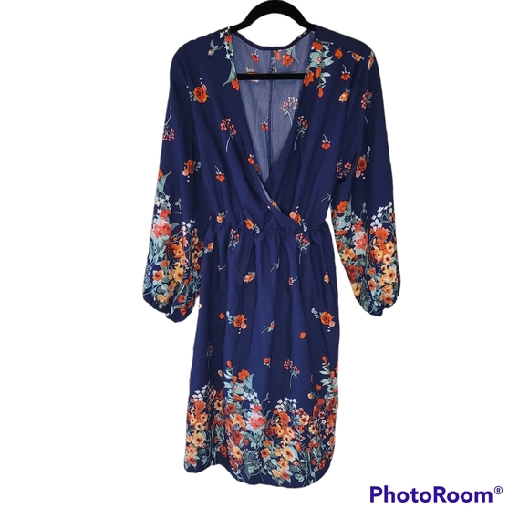 SHEIN Dresses & Skirts - Shein Curve navy blue floral dress. Size 2XL.